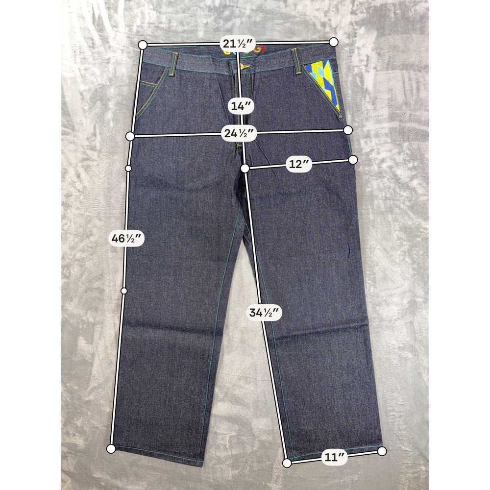 Vintage COOGI Embroidered Straight Jeans Men's 40x34 Dark Blue Denim Pants NEW - Picture 6 of 6